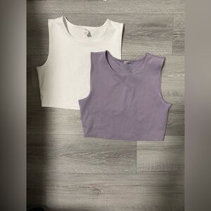 Yogalicious White & Lavender Cropped Tank Tops